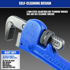 4pc Heavy Duty Pipe Wrench Set Monkey Heat Treated Adjustable 8&Prime; 10&Prime; 12&Prime; 14&Prime; NEW