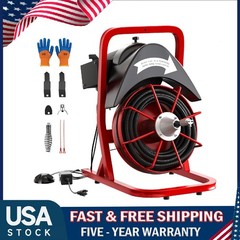 75 FT x 1/2 In Electric Drain Cleaner Machine ,Portable Sewer Snake Drain Auger