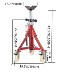 VEVOR Pipe Stand Fold-a-Jack V-Head 20-37 inch Height 12&Prime; Pipe 882 lb w/Casters