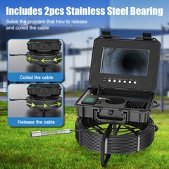 50M Drain Sewer Camera with 512HZ Locator Pipe Inspection Camera 10.1&Prime; Monitor