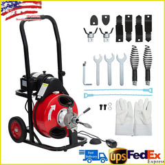 75 FT x 1/2 Inch Drain Cleaner Machine 250W Electric Sewer Snake Auger w/ Cutter