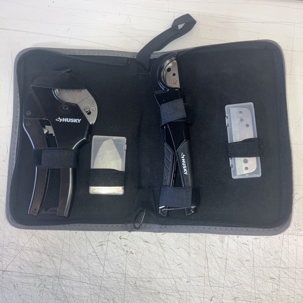 Husky 4-Piece PVC & Tube Cutter Set w/ Pouch &ndash; Ratcheting 1-1/4&Prime; Pipe Tool