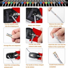 TAIWAIN RJ45 Network Crimp Tool Set CAT5 CAT6 Crimper Wire Stripping Crimping Cu