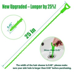 Longer Drain Clog Remover Sink Snake: 3 Pcs Hair Tools for Green