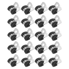 20-Pack Cable Clamps, 6 mm 304 Stainless Steel Rubber R Shape for Tube