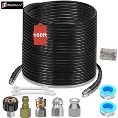 Sewer Jetter Kit for Pressure Washer 100FT 1/4&Prime; M-NPT Drain Cleaner Hose 5800PSI