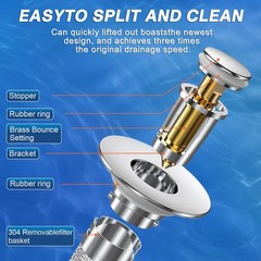 Pop-Up Sink Stopper Hair Catcher Bathroom Drain Strainer Removable Silver