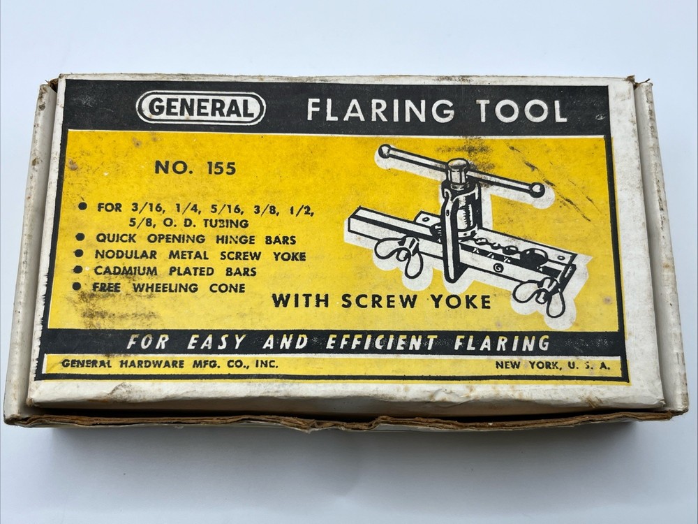 General 155 Industrial Flaring Tool 3/16&Prime;-5/8&Prime; with Screw Yoke Made In USA