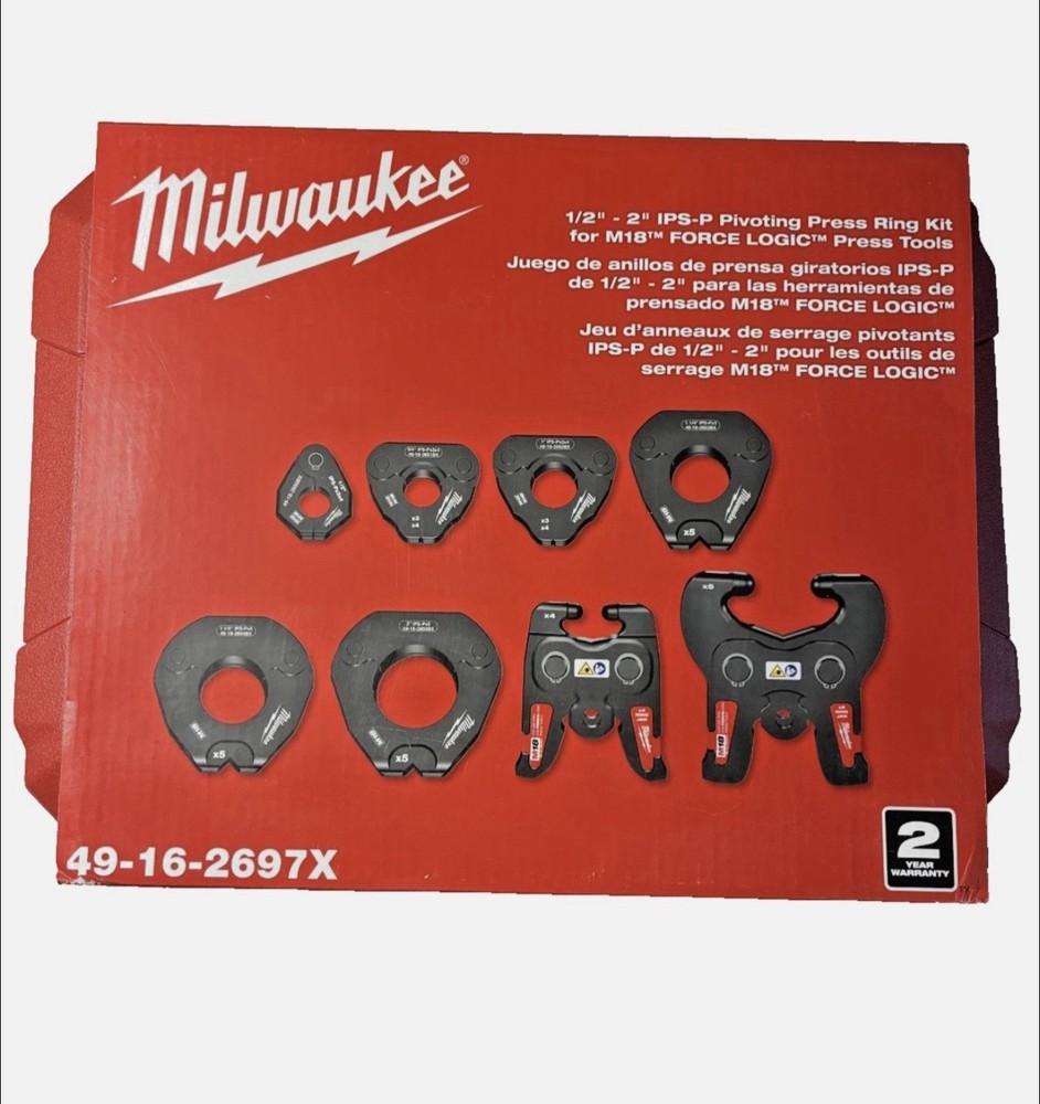 Milwaukee 49-16-2697X 1/2&Prime;-2&Prime; IPS-P Pivoting Press Ring Kit for M18 FORCE LOGIC