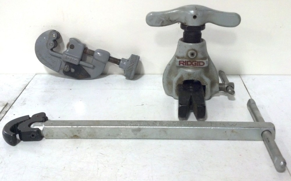 Ridgid No. 457 45 Tube Flaring Tool, No. 350 Pipe Cutter, No. 1010 Basin Wrench