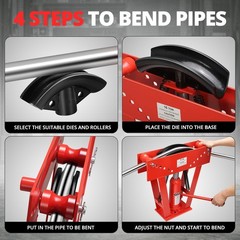 23.6&Prime; x 7&Prime; x 22.7&Prime; Manual Hydraulic 16 Ton Pipe Bender w/ 8 Piping Bending Dies