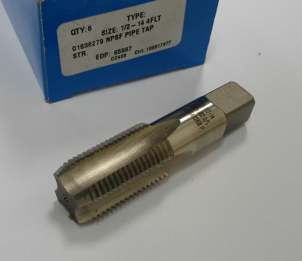 GREENFIELD Standard Pipe Tap 1/2-14 NPSF HSS 4FL OAL 3.125&Prime; (6 Pcs)