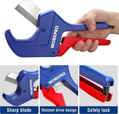 Ratchet PVC Pipe Cutter Heavy Duty, Cuts up to 2-1/2&Prime; (63Mm), Plastic Pipe Cutte