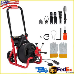 75Ft x 1/2 Inch Drain Cleaner Machine Electric Drain Auger Cleaner Sewer Snake