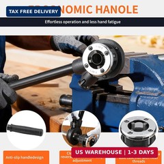 Ratchet Pipe Threader Kit, Plumber Pipe Threading Set, Portable Pipe Die Tool wi
