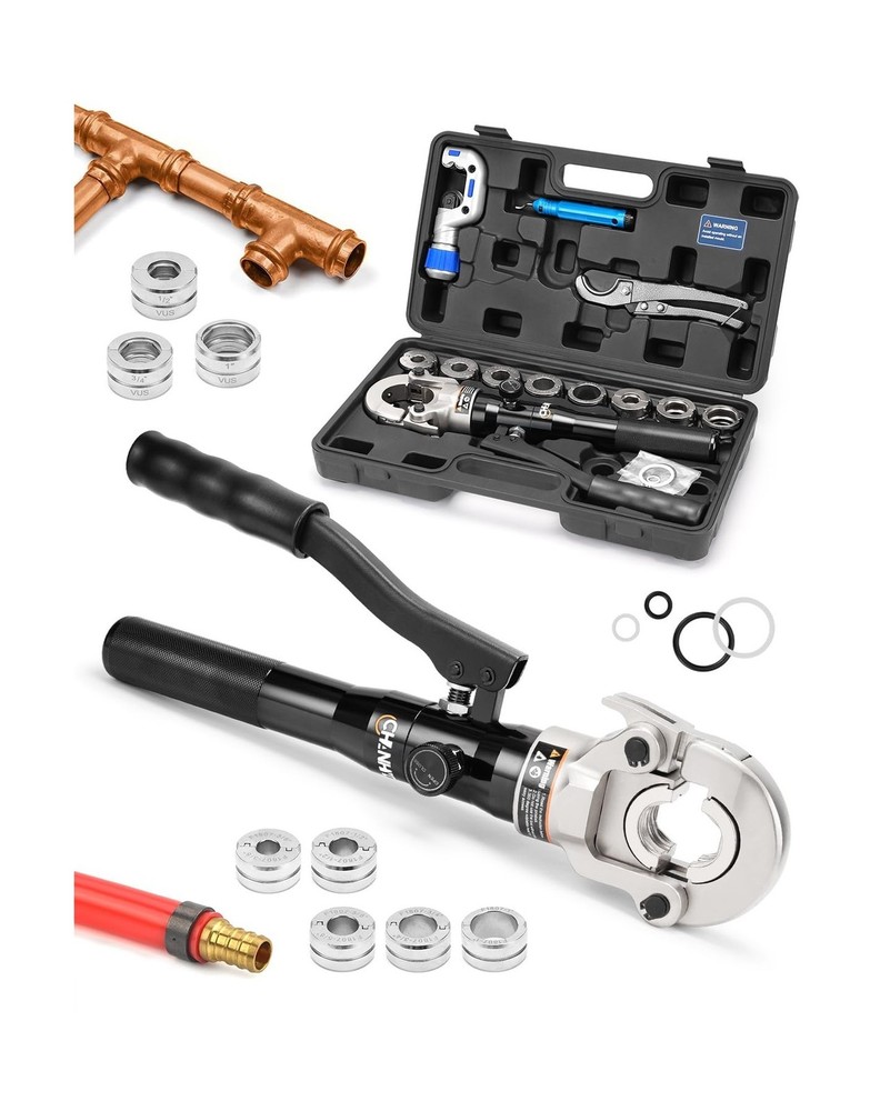 Hydraulic Copper Tube Fittings Press Crimping Tool Kit for 1/2, 3/4, 1&Prime; PEX P&hellip;