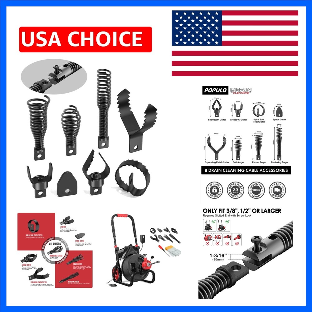 8-Piece Drain Snake Drill Attachment &ndash; Tackle Any Clog with Precision,Commonl&hellip;