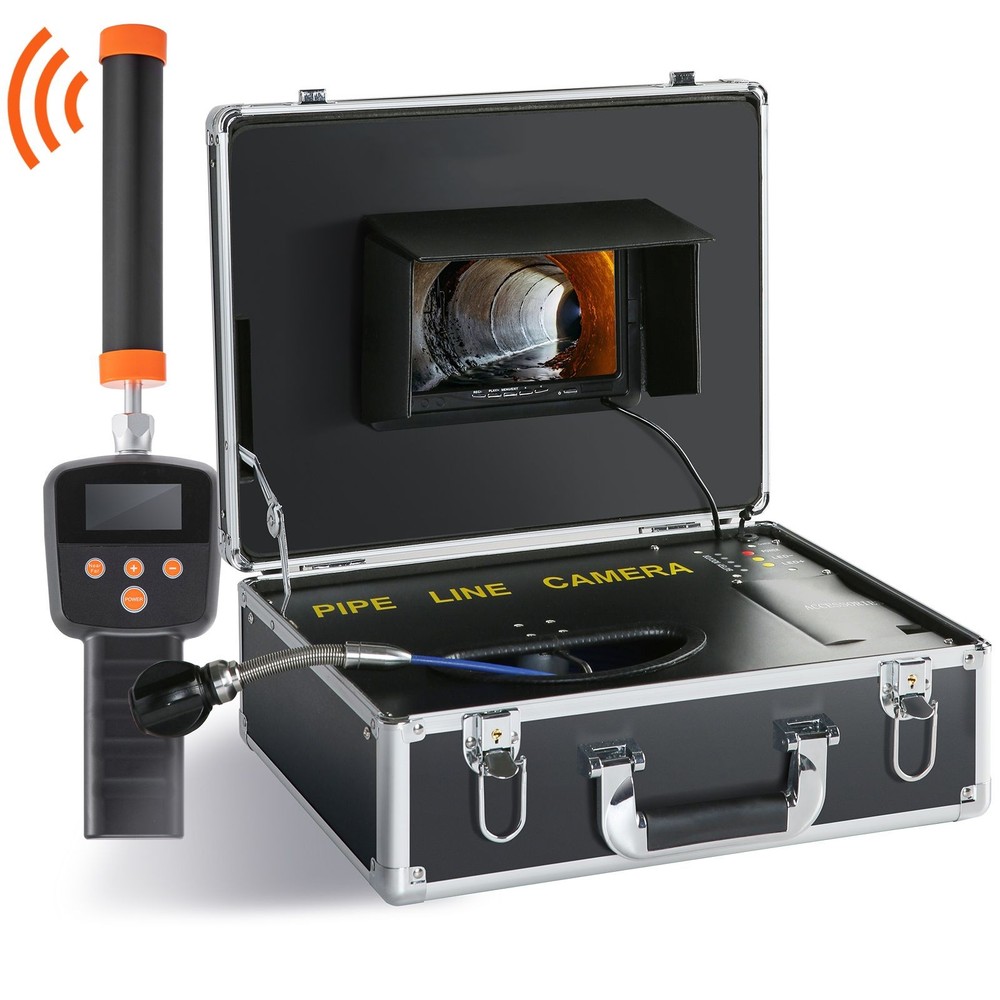 7 In. 512Hz Locator Sewer Camera 131 Ft Cable 16GB SD DVR 12LED IP68