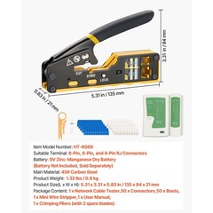 Uimoso Crimping Tool for RJ45/RJ11/RJ12 4/6/8-Pin Modular Connectors