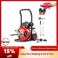 1/2 Inch 75FT Auto Feed Electric Drain Cleaner Machine Sewer Snake Portable