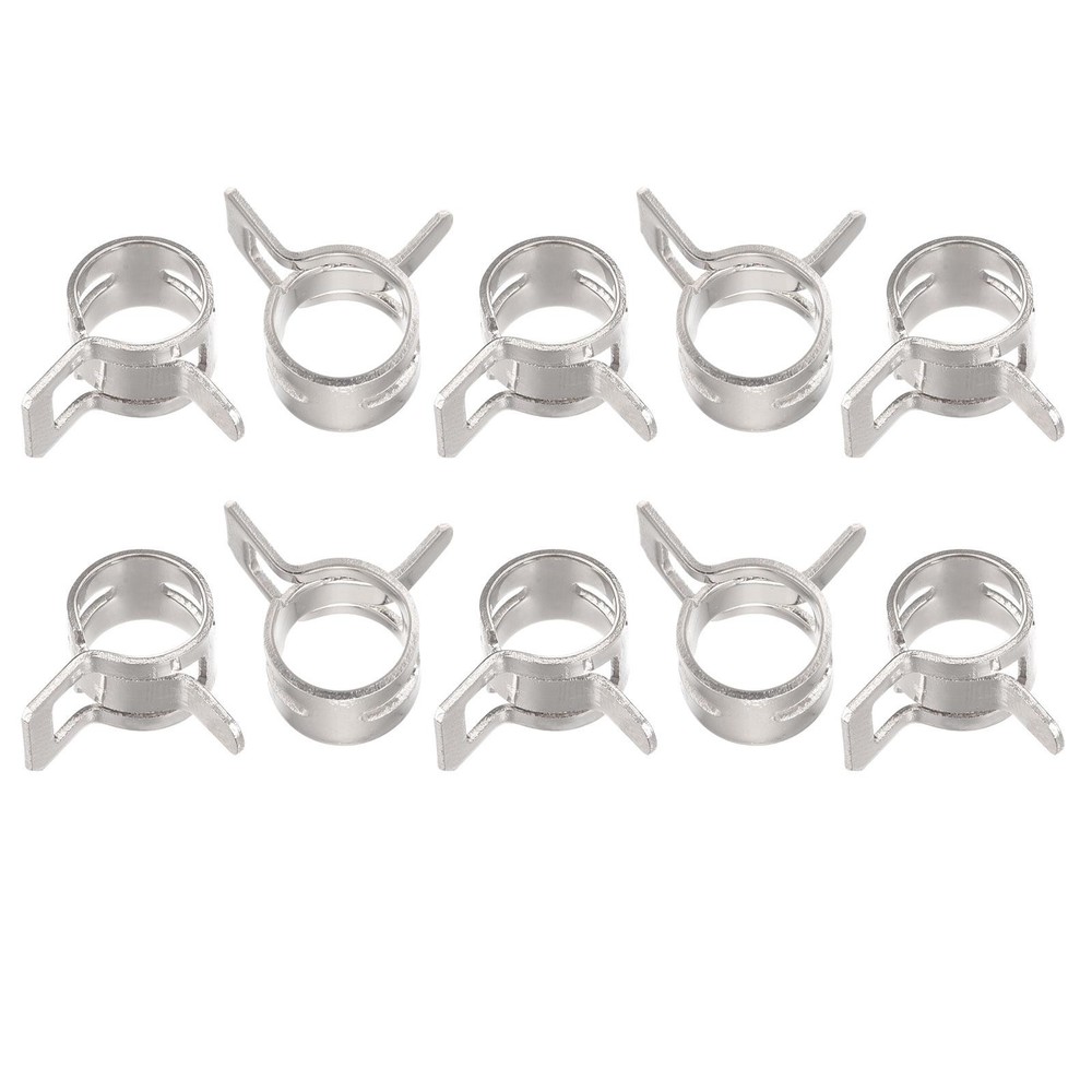 Spring Hose Clamp, 10pcs 65Mn Steel 9mm Low Pressure Air Clip, Nickel Plated
