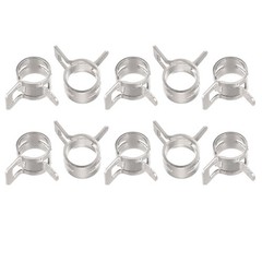Spring Hose Clamp, 10pcs 65Mn Steel 9mm Low Pressure Air Clip, Nickel Plated