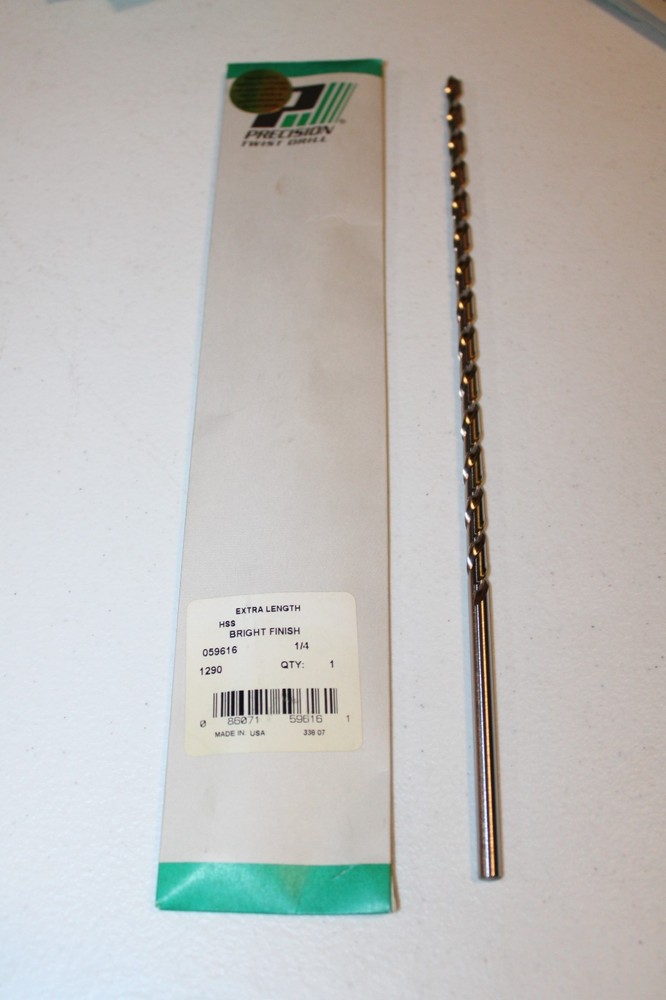 PRECISION TWIST DRILL 059616 1/4&Prime; HSS JOBBER DRILL BIT 12&Prime;L &ndash; QTY OF 1 &ndash; NEW