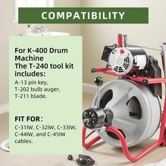 12128 T-240 Drain Cleaner Tool Set 12128 3-Piece Black and Silver