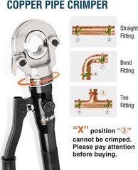 Hydraulic Copper Tube Fittings Press Crimping Tool Kit for 1/2, 3/4, 1&Prime; PEX Pipe