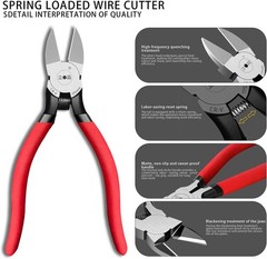 6.5 Inch Flush Cutters &ndash; 2 Pack Spring Loaded Wire Cutting Pliers for Crafts,