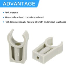20Pcs U-Shaped Water Pipe Clamp, Fit for 20mm/0.79&Prime; OD, 25mm Height, Grey