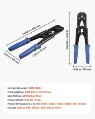 VEVOR Crimping Tool 3/64&Prime; &ndash; 1/8&Prime; Steel Wire Rope Crimper Metric Imperial Marking