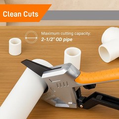 Ratchet PVC Pipe Cutter Heavy Duty, Cuts up to 2-1/2&Prime; (63Mm), Plastic Pipe Cutte