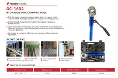 Hydraulic Pipe Crimping Tool GC-1632 with 1/2&rdquo;, 3/4&rdquo;, 1&rdquo; Dies / Copper & PEX