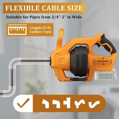 Cordless Drain Auger 24ft Auto Feed Plumbing Snake For Sink Toilet Bathtub Sewer