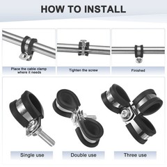 20-Pack Cable Clamps, 18 mm 304 Stainless Steel Rubber R Shape for Tube