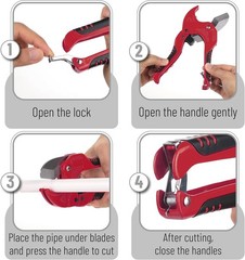 Bates PVC Pipe Cutter &ndash; Cuts Up to 1-5/8&rdquo;, Red Ratcheting Tool for Easy Handling