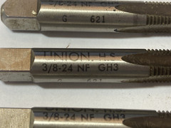 UNION TWIST DRILL CO. # 10-11044 3/8-24 NF TAP SET-TAPER, PLUG, BOTTOM- HSS, H3