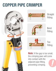 Copper PEX Press Crimping Tool Kit 1/2 3/4 1-In 360-Deg W/ Sleeves Pipe Cutter