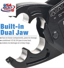 Combo Angle Head PEX Crimping Tool 1/2&Prime; & 3/4&Prime; with Go/No-Go Gauge