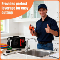 PVC Pipe Cutter, PVC Cutter Cuts PVC/CPVC/PP/PEX/PE Pipe Up to 1-1/4&rdquo;, One-hand