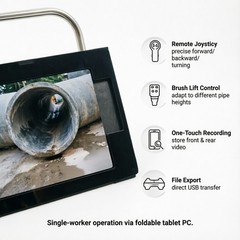 250-800mm Pipe Inspection & Cleaning Robot w/ Remote, 1080P Cam*2, 30&deg; Climb