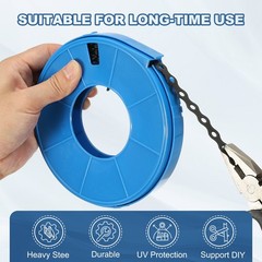 2 Pcs 1/2 Inch x 33 ft 0.6mm Thickness Galvanized Pipe Strap, Black/Blue