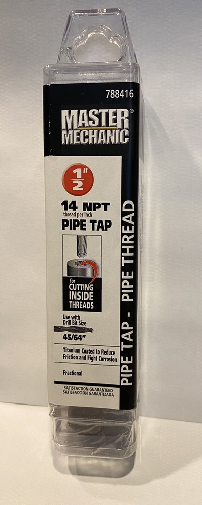 1/2&rdquo; 14 NPT PIPE TAP MASTER MECHANIC P/N 788416