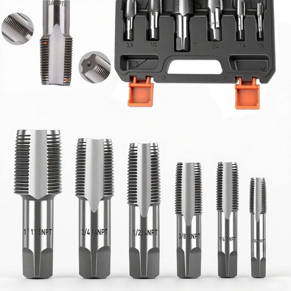 HORUSDY 6-Piece NPT Pipe 1/8&Prime;, 1/4&Prime;, 3/8&Prime;, 1/2&Prime;, 3/4&Prime; and 1&Prime;, Black&rdquo; or &ldquo;Gray