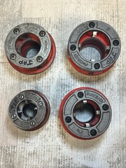 Used Ridgid 4 Pc Die heads set 1in, 2 1 1/2in, 2in See All Photos Good Condition