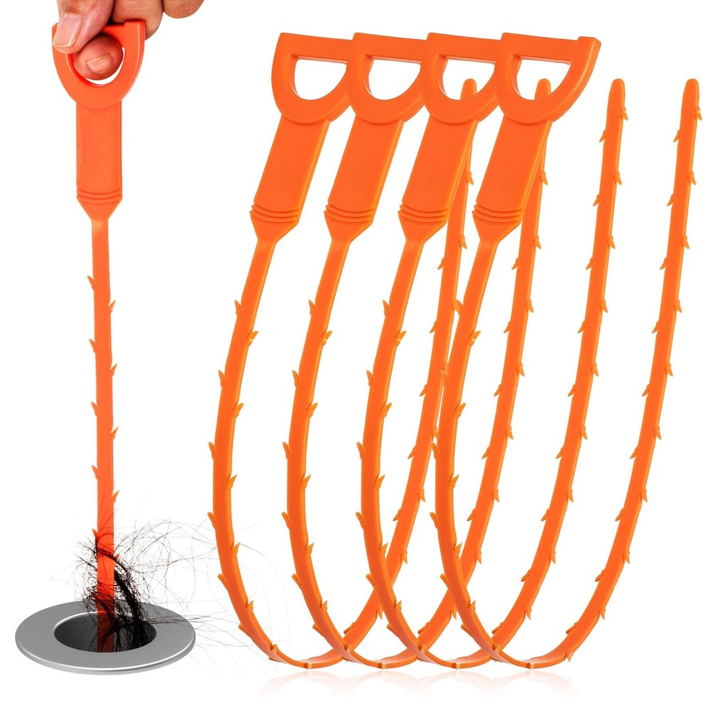 Drain Snake Clog Remover 4 Pack 20 Inch Flexible Hair Drain Removal Tool for&hellip;