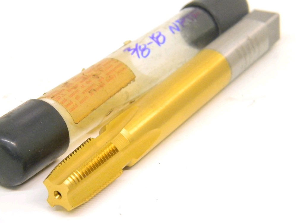 NEW SURPLUS VERMONT 3/8&Prime;-18 NPTF DRY SEAL HSG TiN PIPE TAP .375&Prime;-18