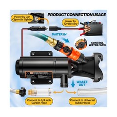 RV Macerator Pump 12V, 12 GPM Portable RV Sewer Pump with 10 FT Lift, Self-Pr&hellip;