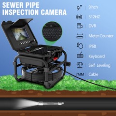 9&Prime; 40M Pipe Sewer Inspection Camera w 512hz Self-leveling Keyboard Meter Counter